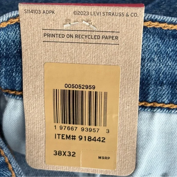 Levi's 505 Men's Jeans Size 38x32, Blue, Regular Straight, Denim. BRAND NEW. - Picture 3 of 12